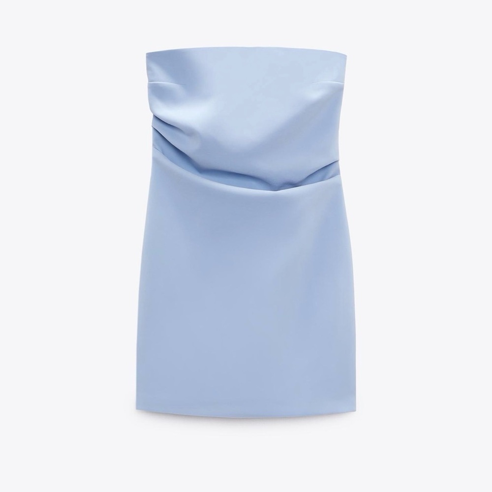 Zara Light Blue Strapless Dress